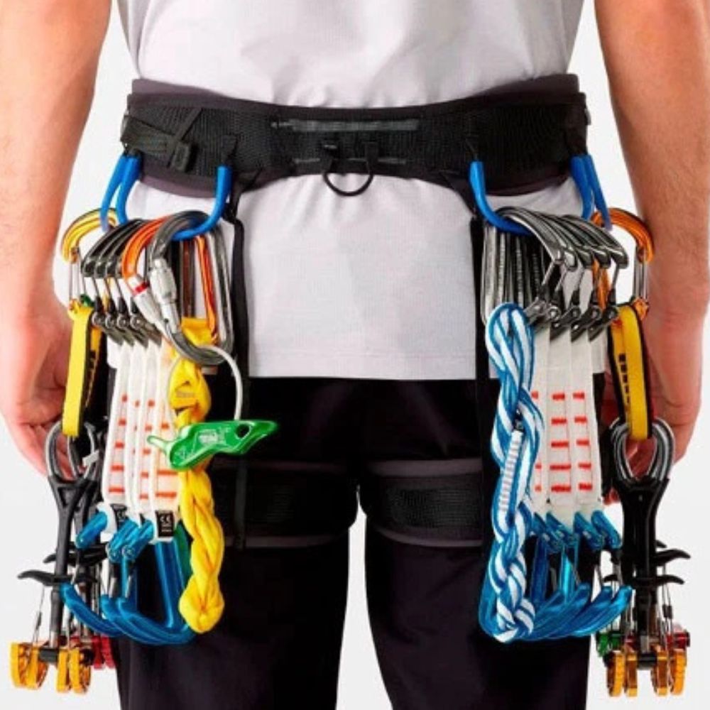 Arc’teryx Men's Konseal Harness with climbing equipment