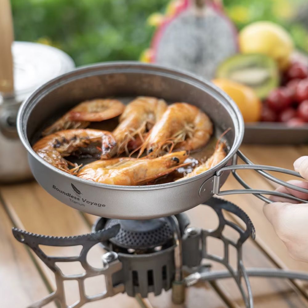 Boundless Voyage Titanium Cooking Set 1200ml Pot and 500ml Pan cooking