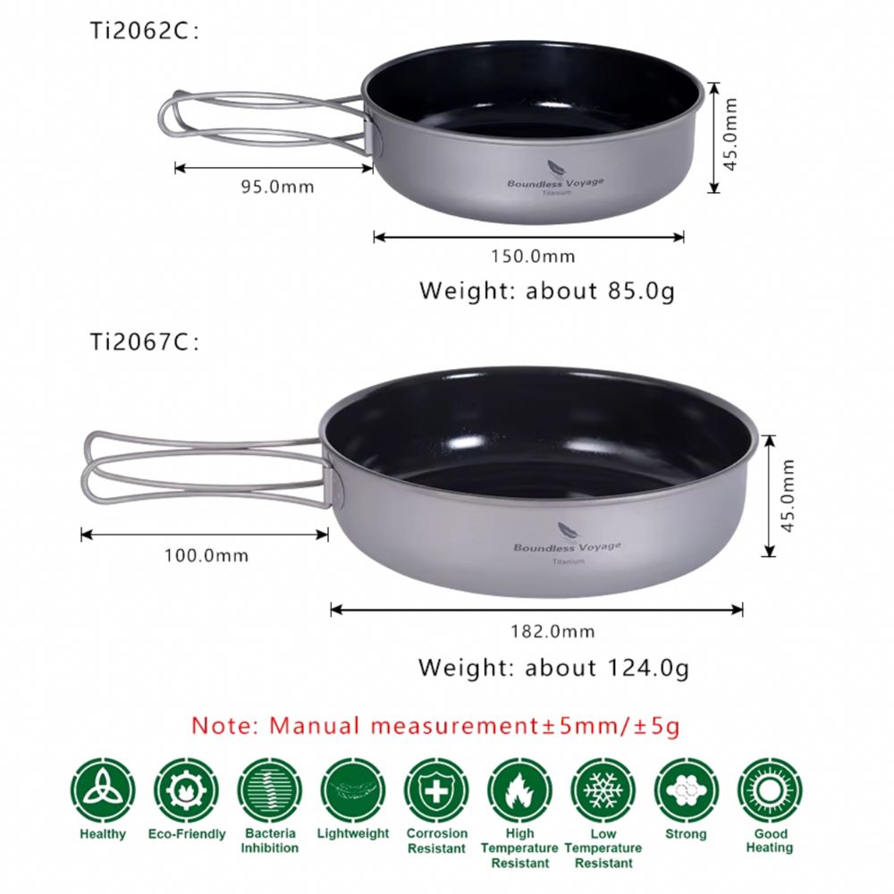 Boundless Voyage Titanium Non-Stick Frying Pan dimensions