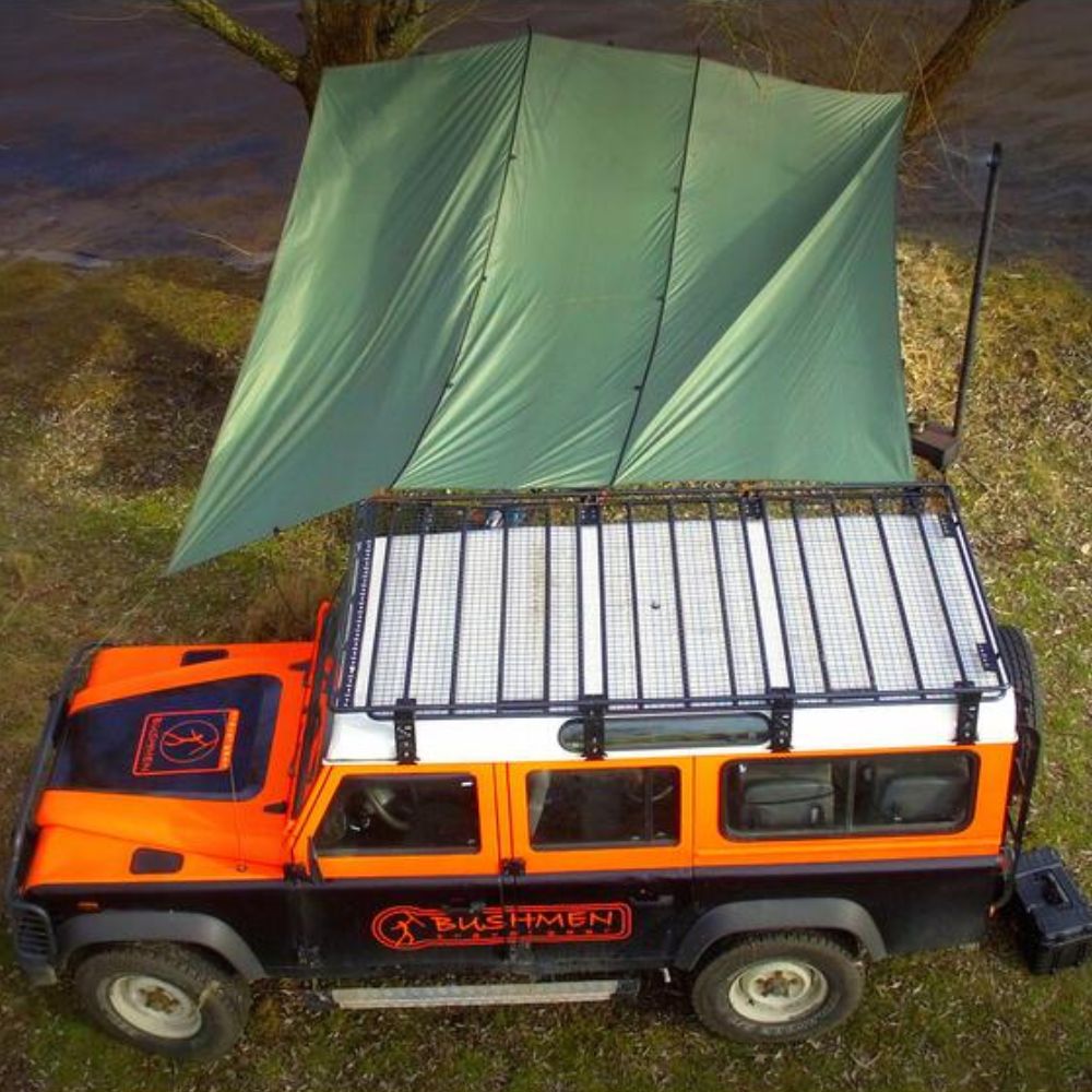 Bushmen 4×4m Thermo Tarp (Olive) side view
