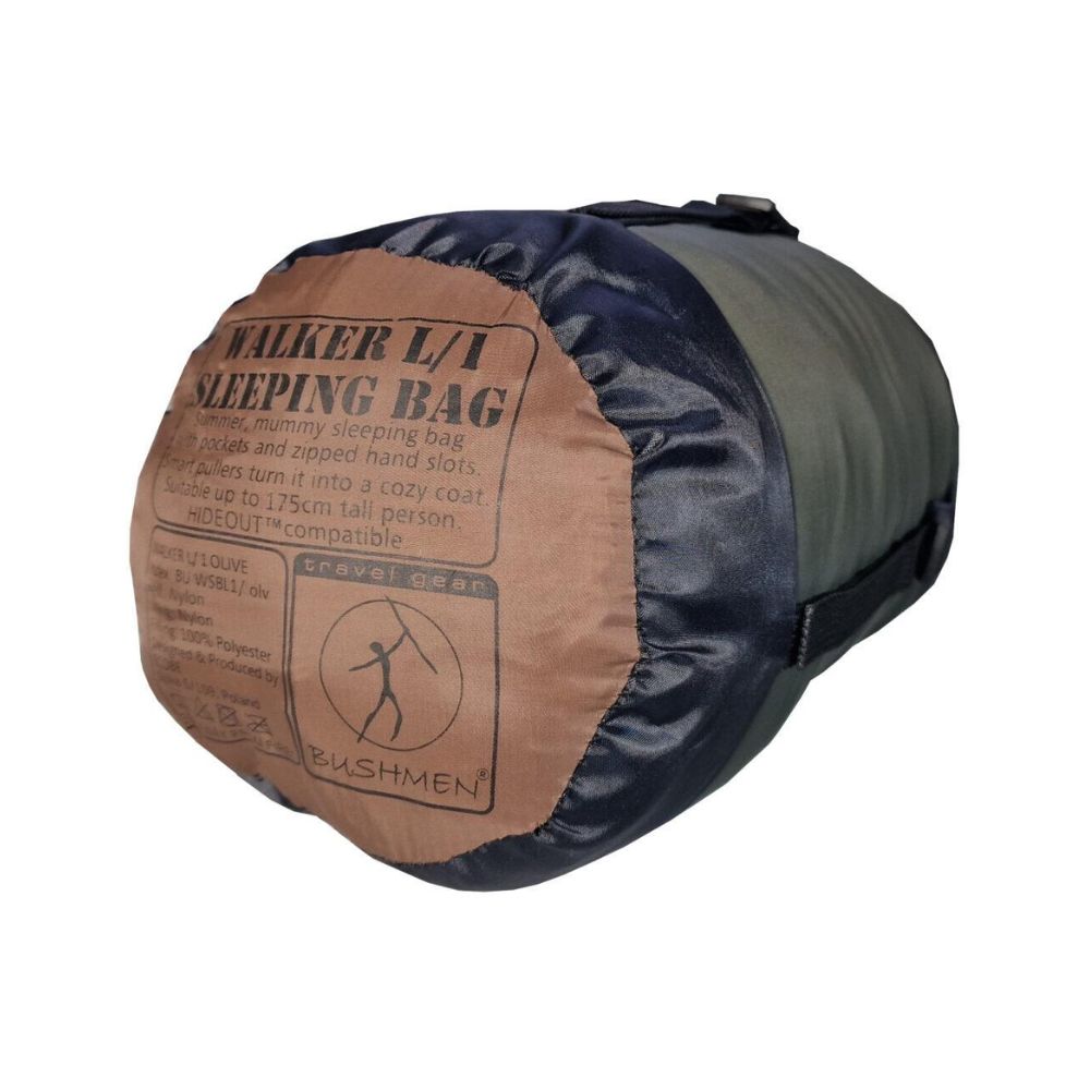 Bushmen Walker 1L Sleeping Bag (Olive) in bag