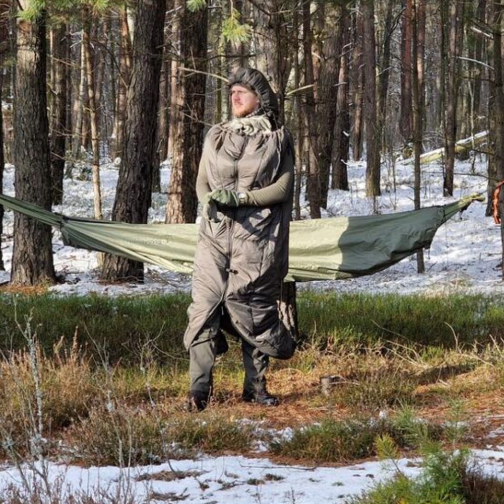 Bushmen Walker 3L Sleeping Bag (Olive) in the woods