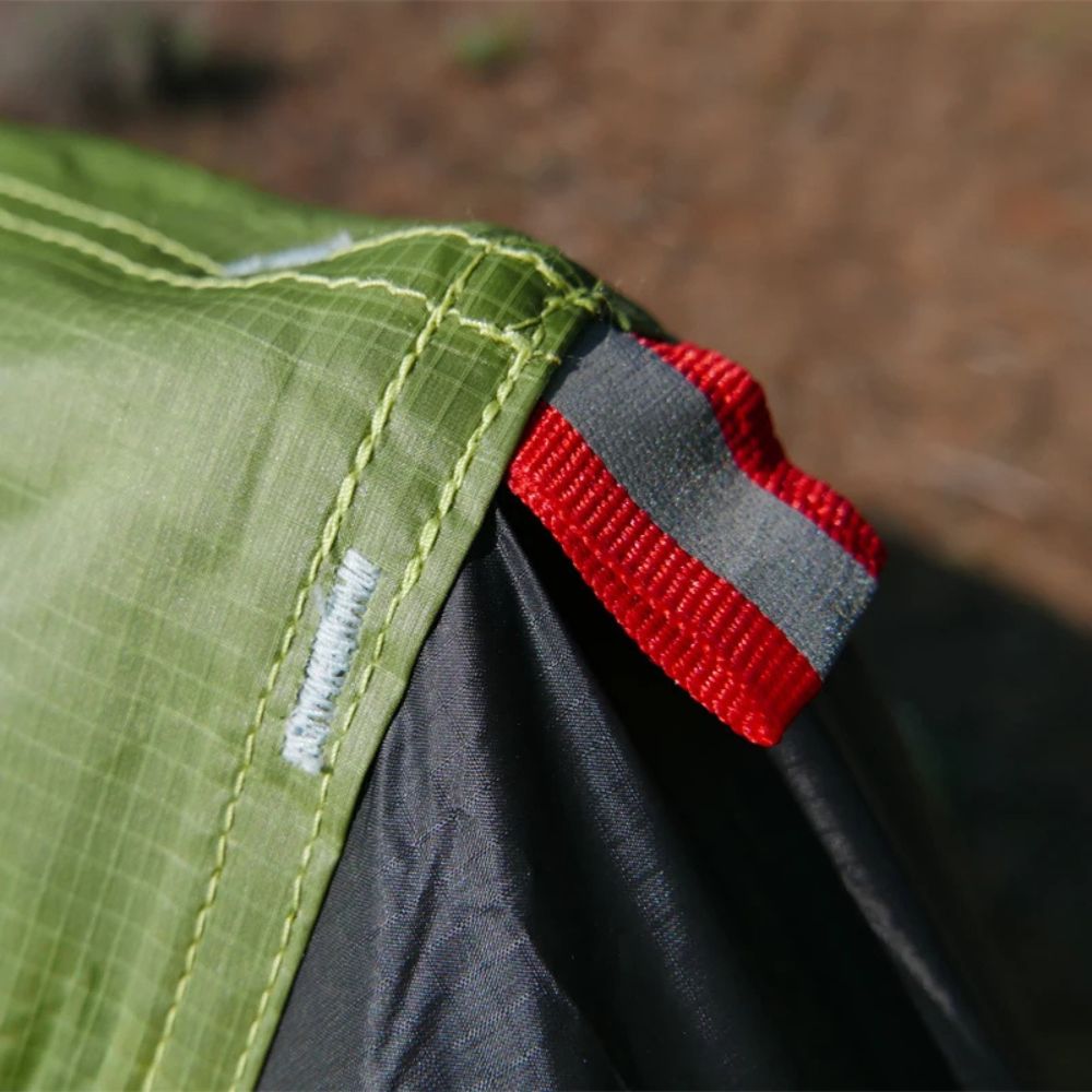 FLAME’S CREED Lanshan 2 Person Ultralight Backpacking Tent (Green, 15D) fabric close up