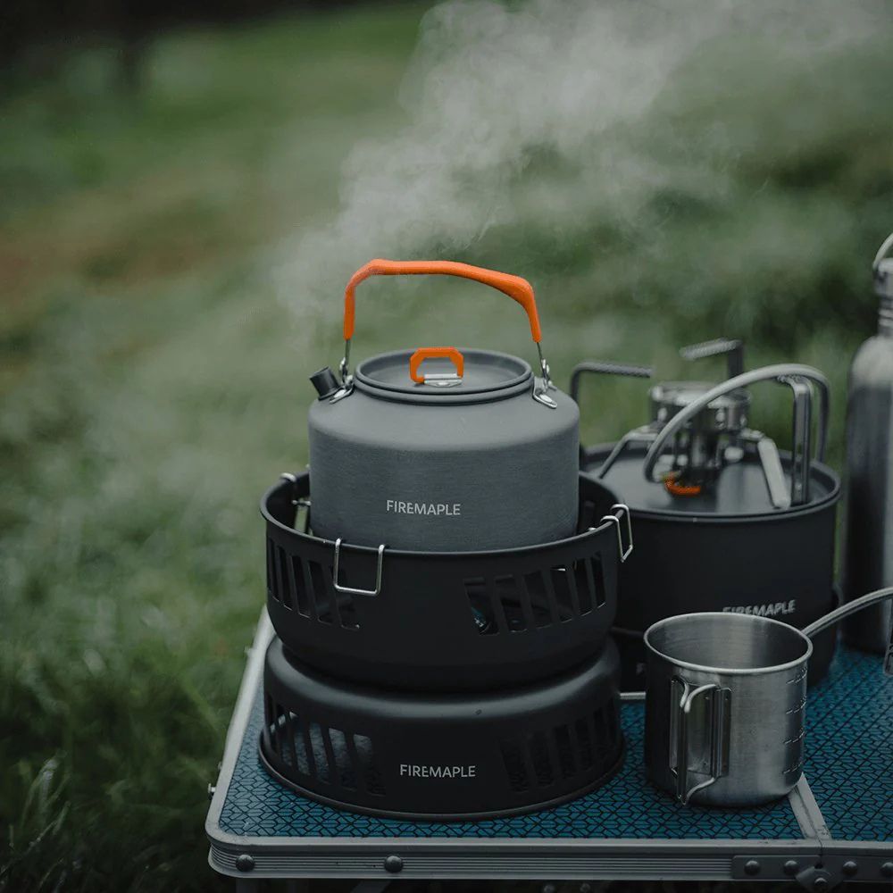 Firemaple Cooking Kit with Gas Burner in the field