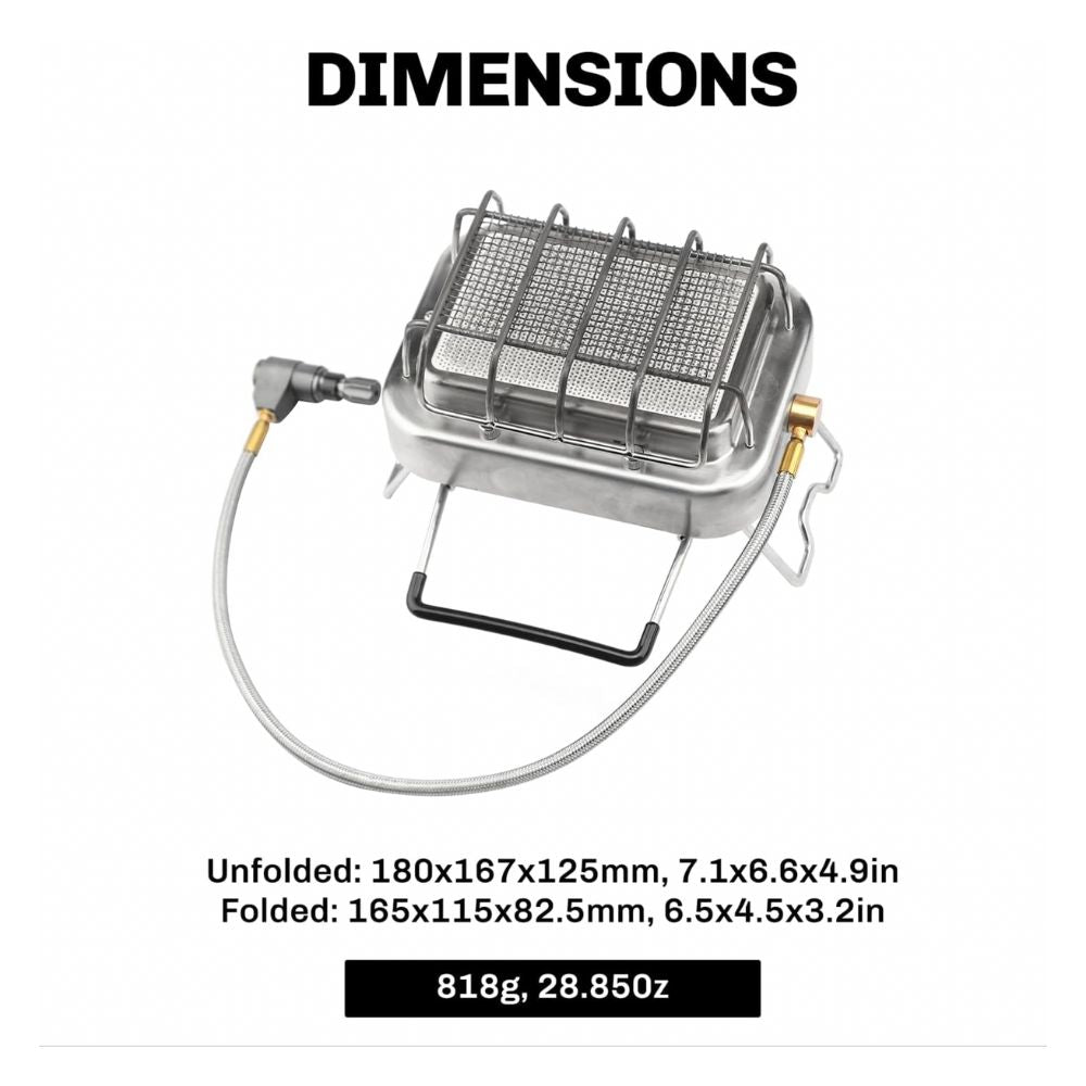 Firemaple Sunflower Gas Camping Stove And Heater dimensions