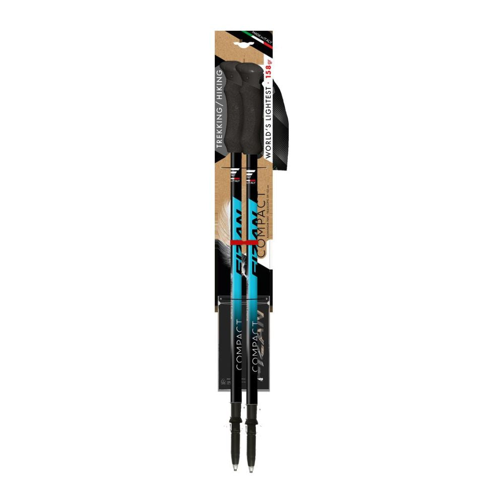 Fizan Compact 3 Trekking Poles (Ocean/Pair) in retail packaging front