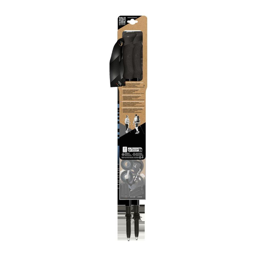 Fizan Compact 3 Trekking Poles (Ocean/Pair) in retail packaging back