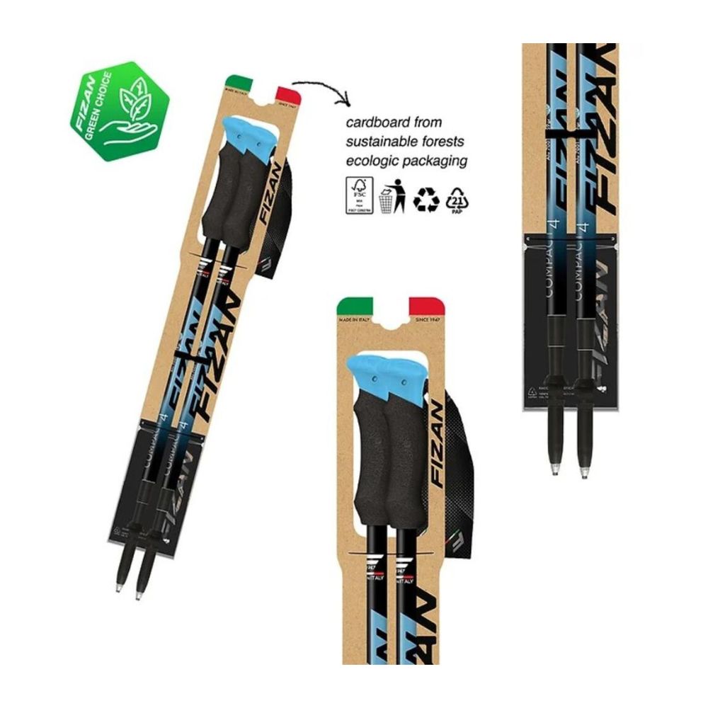 Fizan Compact 4 Trekking Poles (Blue/Pair) packaging