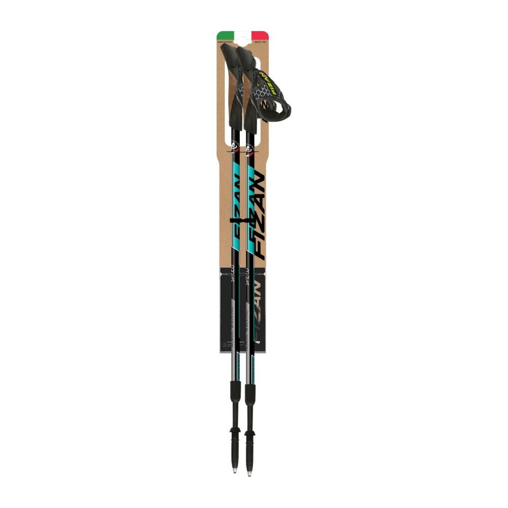 Fizan NW Speed Nordic Walking Poles (Ocean/Pair) in retail packaging