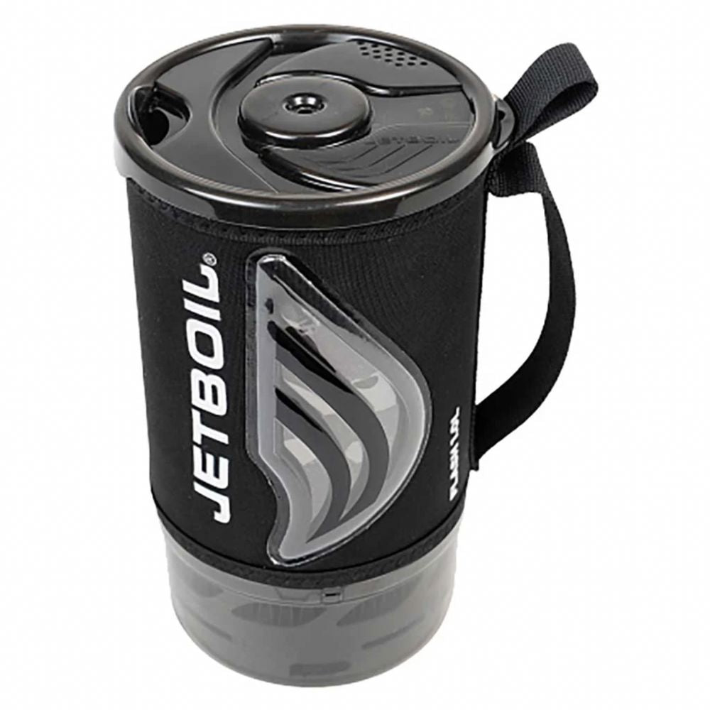 Black Jetboil mug with handle on a white background