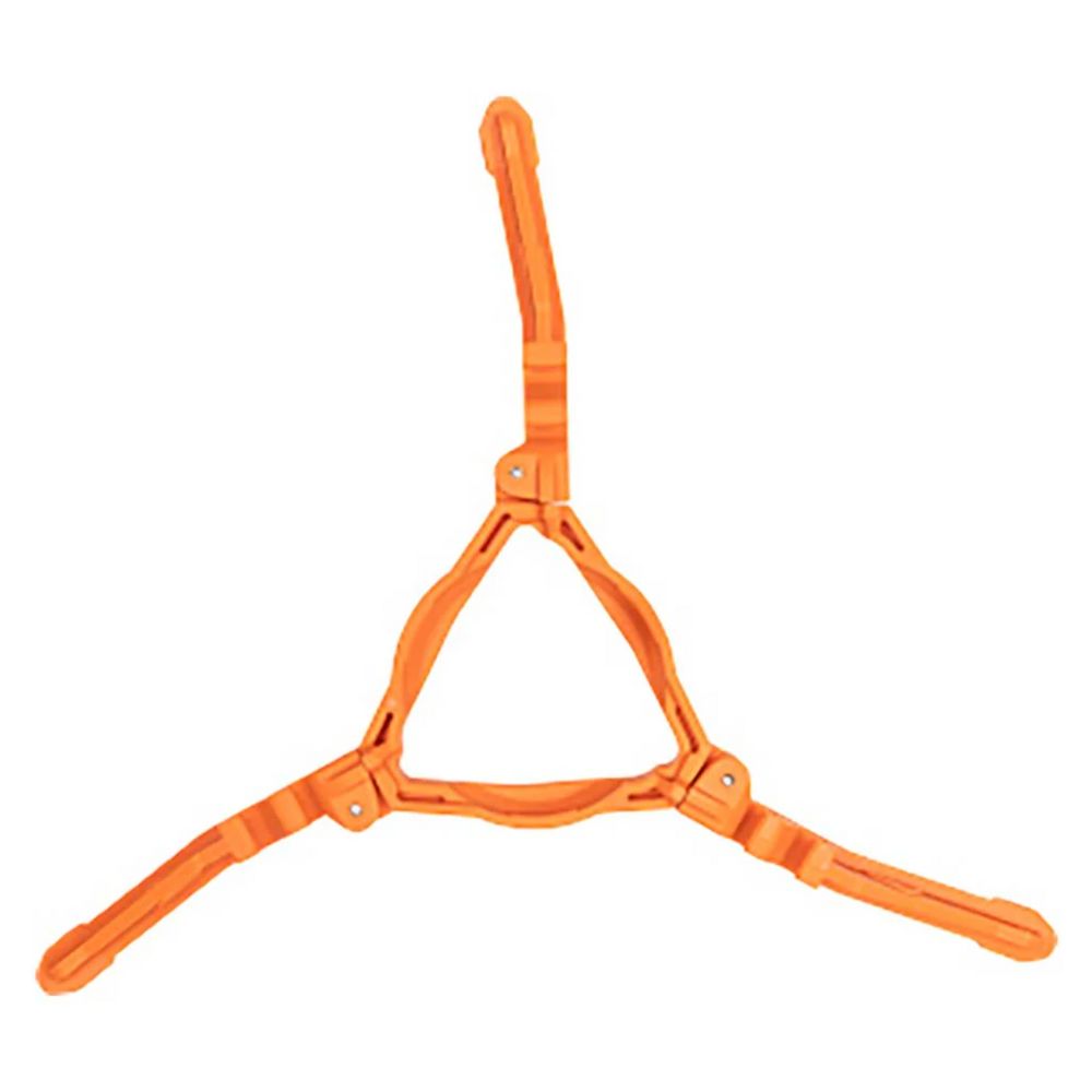 Orange metal tripod on a white background