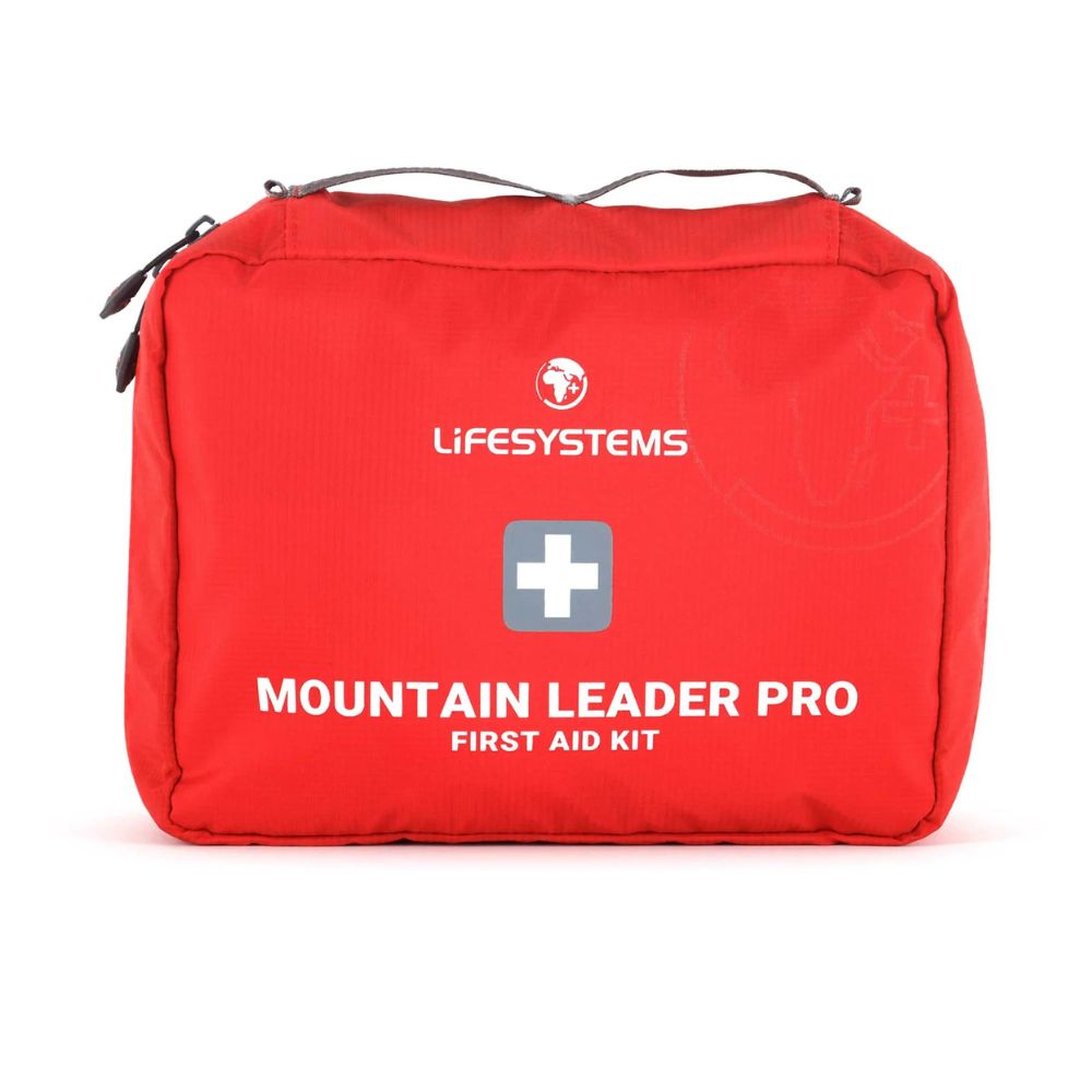 Red first aid kit with 'Lifesystems' branding on a white background