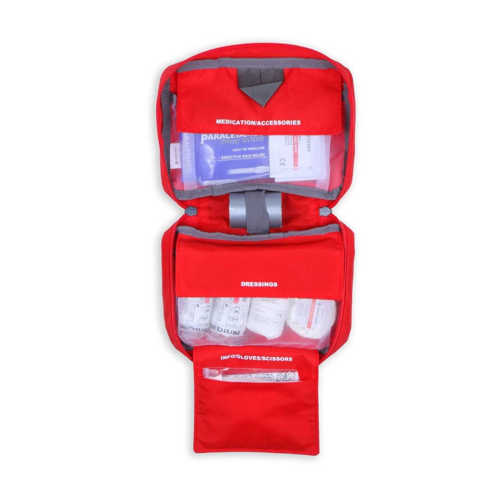 Lifesystems Traveller First Aid Kit with visible compartments on a white background