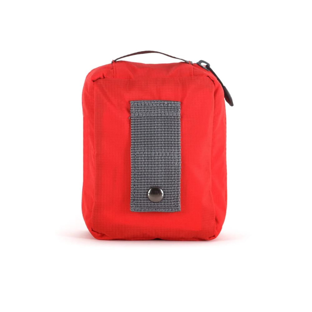 Red Lifesystems Trek First Aid Kit with a gray patch on a white background