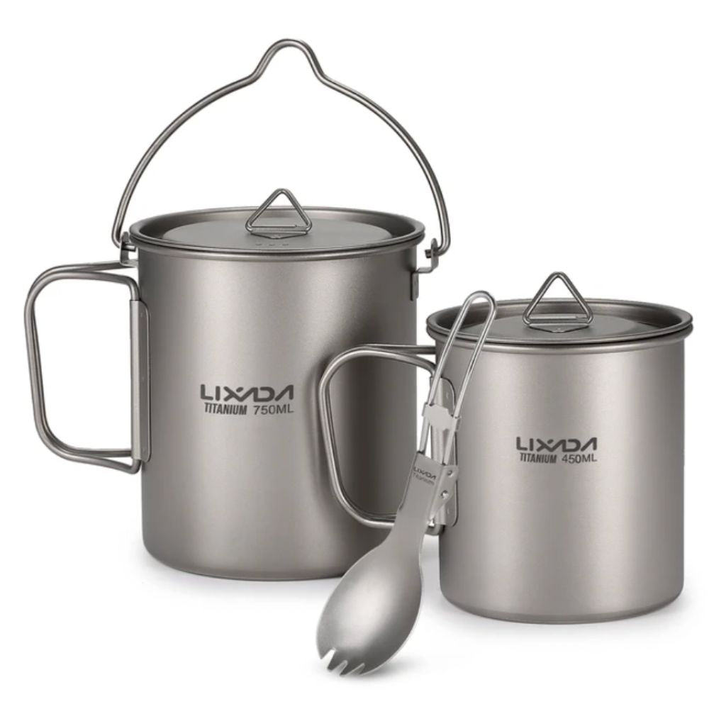Lixada Lightweight Titanium 3-Piece Cooking Set full image