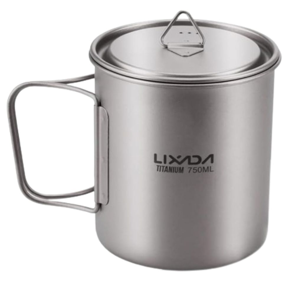 Lixada Lightweight Titanium Camping Cup with Hanging Handle (750ml) front