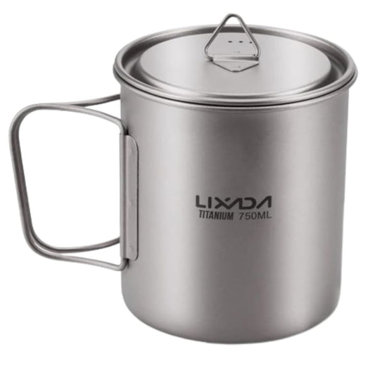 Lixada Lightweight Titanium Camping Cup with Hanging Handle (750ml) front