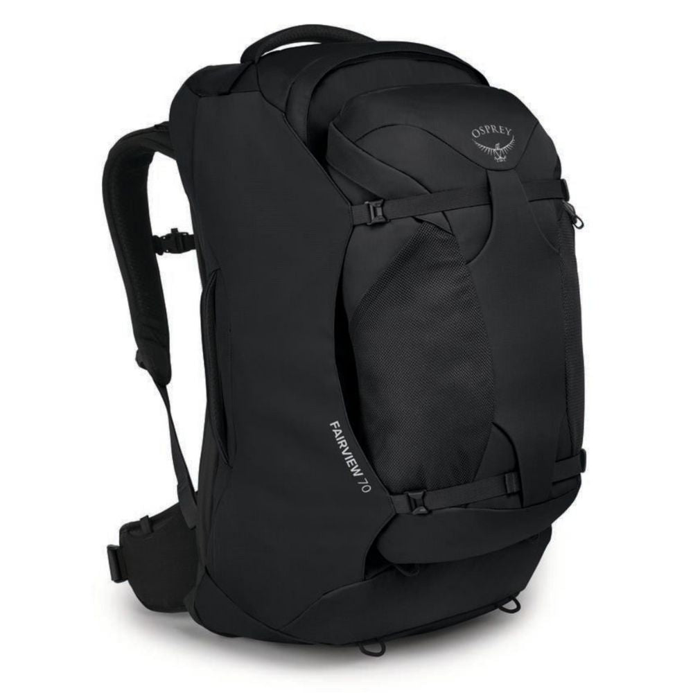 Black Osprey backpack on a white background