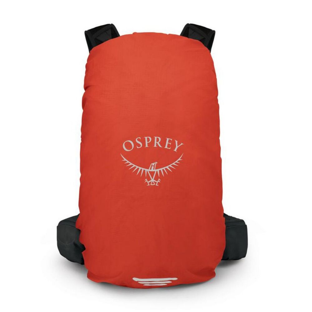 Red Osprey backpack on a white background