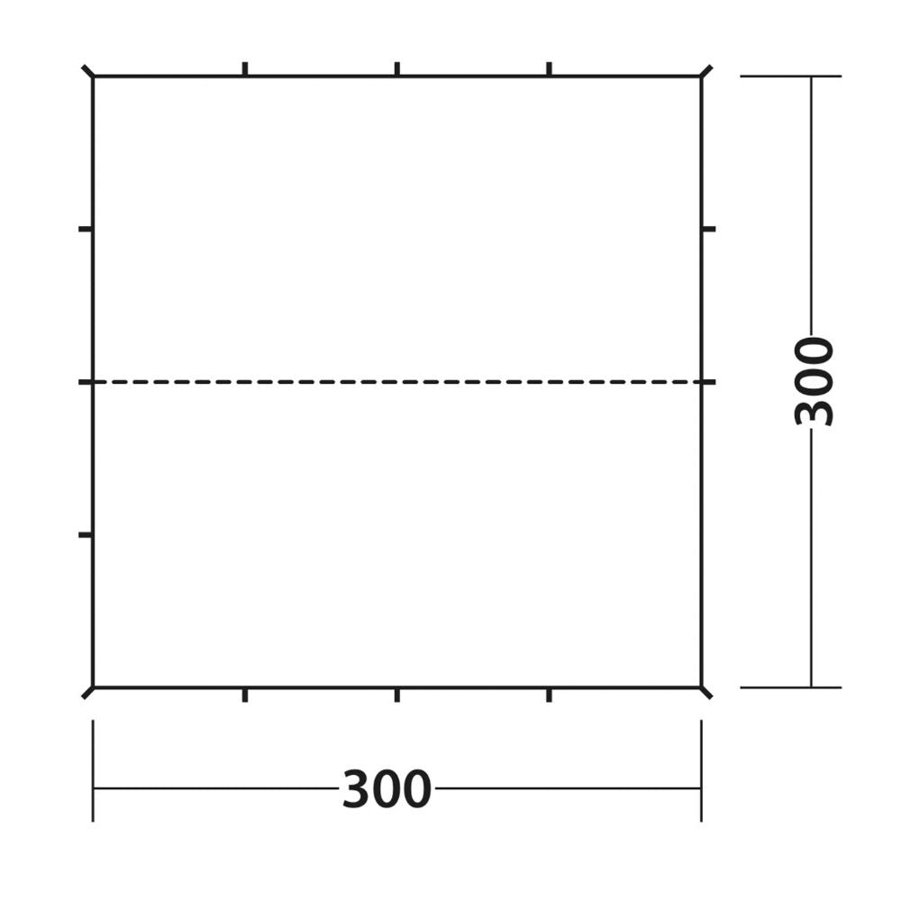 A simple black-and-white technical drawing of a square sheet with dimension markings, showing side and bottom measurements of 300.