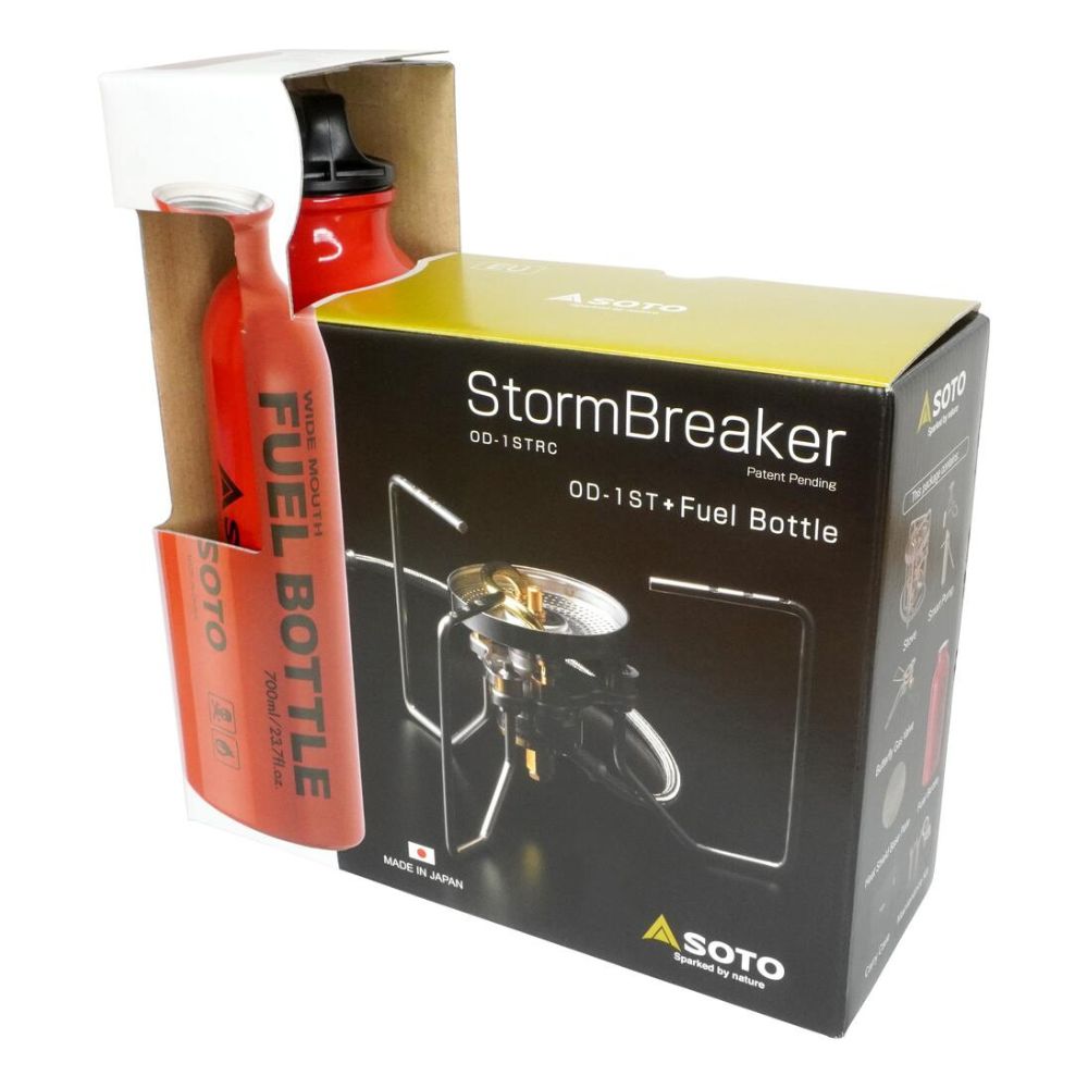 SOTO StormBreaker Multifuel Expedition Stove with Fuel Bottle in packaging