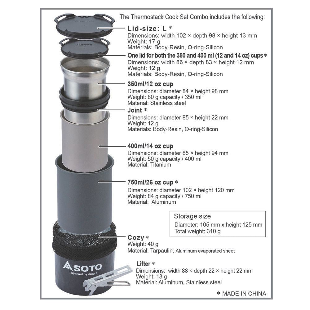 SOTO Thermostack Cook Set Combo specification