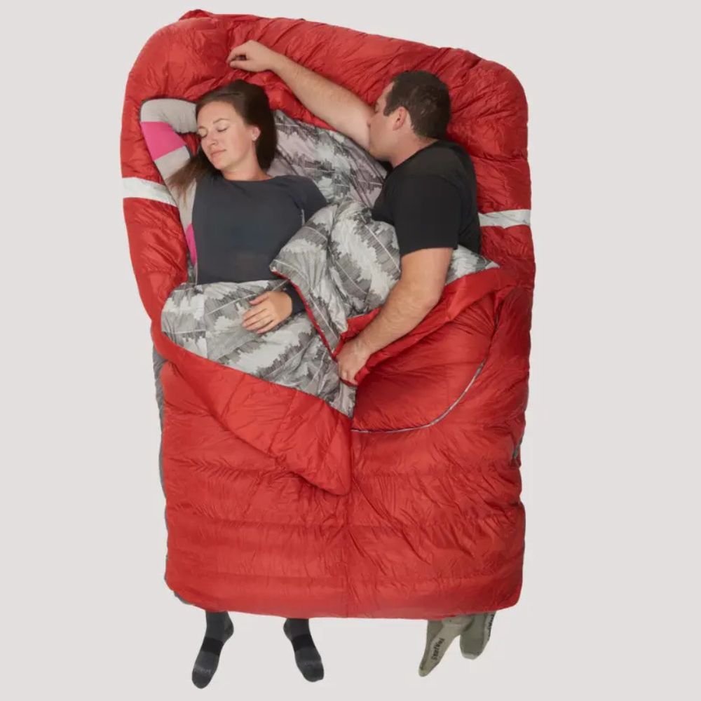 Sierra Designs Backcountry Bed 20 Degree Duo Sleeping Bag with people