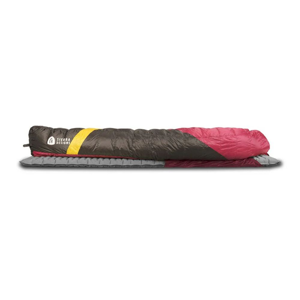 Sierra Designs Cloud 800 20 Degree Down Womens Sleeping Bag on roll mat