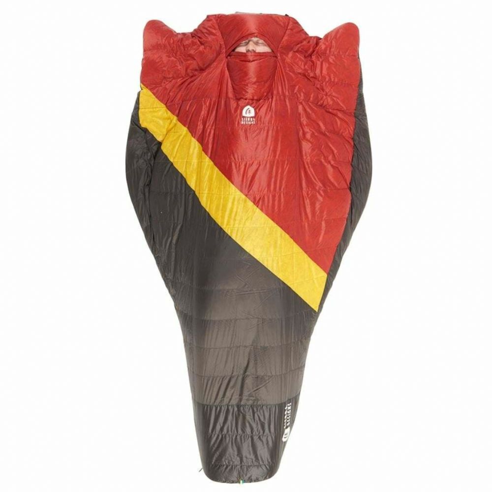 Sierra Designs Nitro 20 Degree Down Quilt Sleeping Bag with person inside
