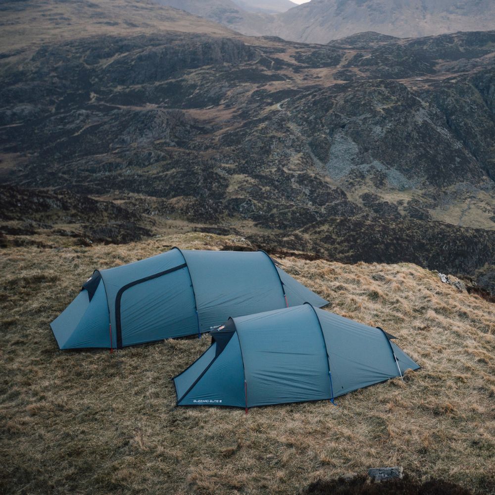 Wild Country Blizzard Elite 3 Tent next to Blizzard Elite 2 Tent