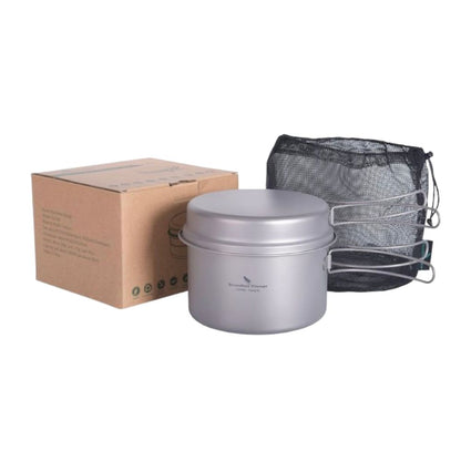 Boundless Voyage Titanium Cooking Set 1200ml Pot and 500ml Pan boxed