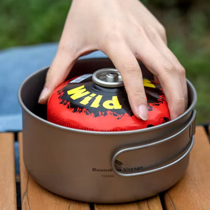 Boundless Voyage Titanium Cooking Set 1200ml Pot and 500ml pan gas inside