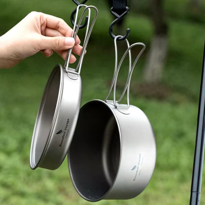 Boundless Voyage Titanium Cooking Set 1200ml Pot and 500ml Pan Hanging