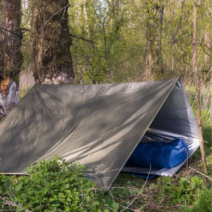 Bushmen 2×3m Thermo Tarp (Olive) in woods