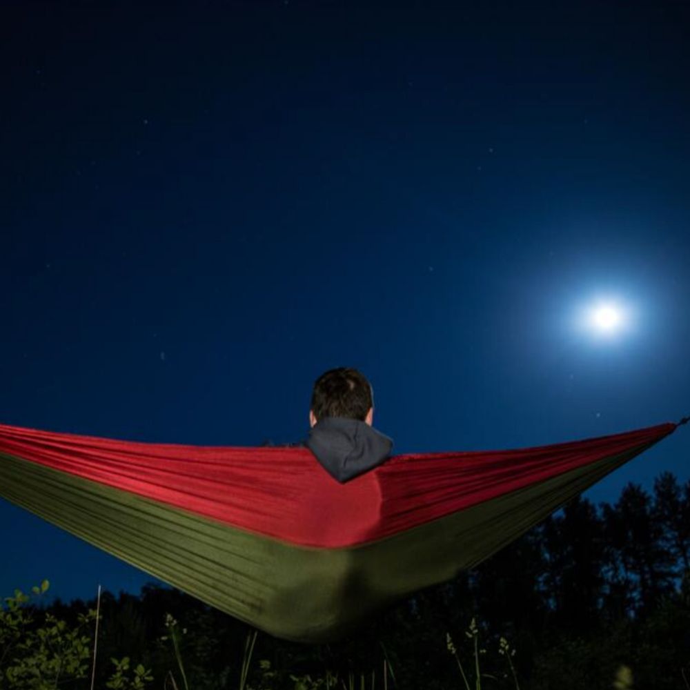 Bushmen ZEN Hammock (Red) in the moonlight