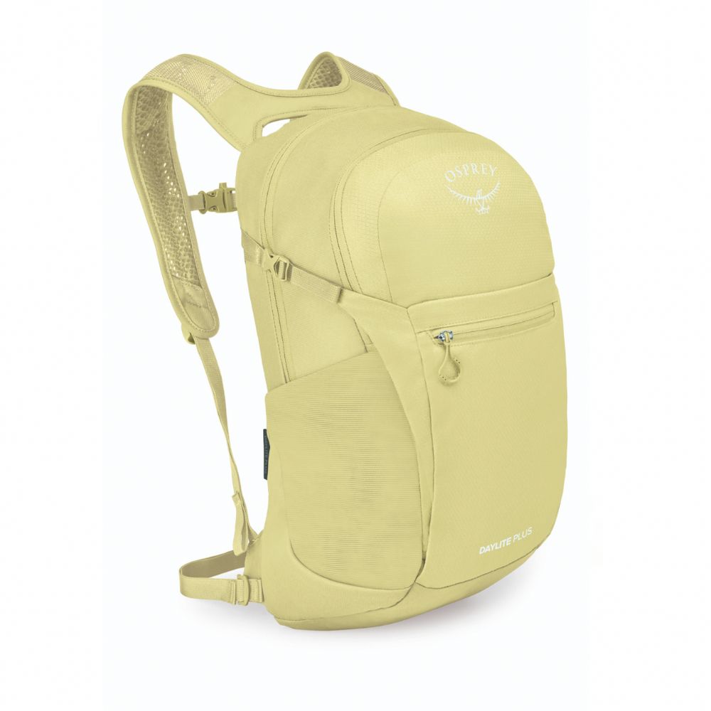 Light green backpack with a visible brand logo on a white background