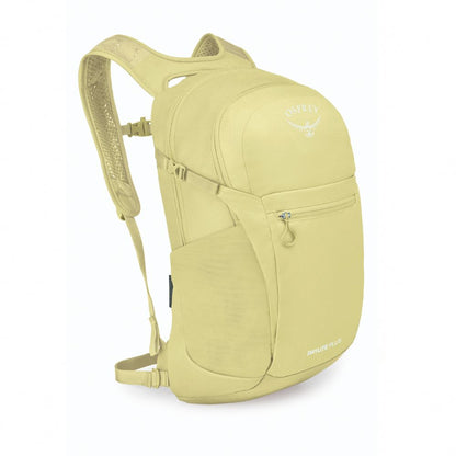 Light green backpack with a visible brand logo on a white background
