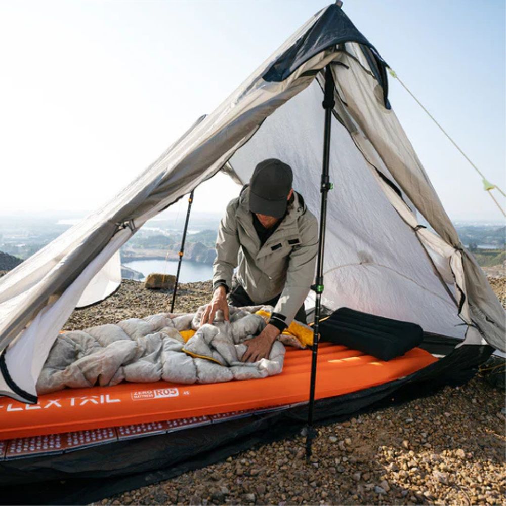 FLEXTAILGEAR Zero RO5 Ultralight Camping Sleeping Mat (Mummy) in tent