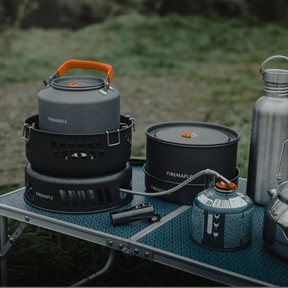 Firemaple Cooking Kit with Gas Burner on camping table
