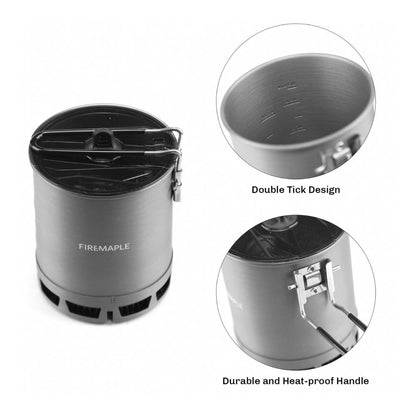 Firemaple Petrel Ultralight Cooking System with Hornet II Titanium Stove features