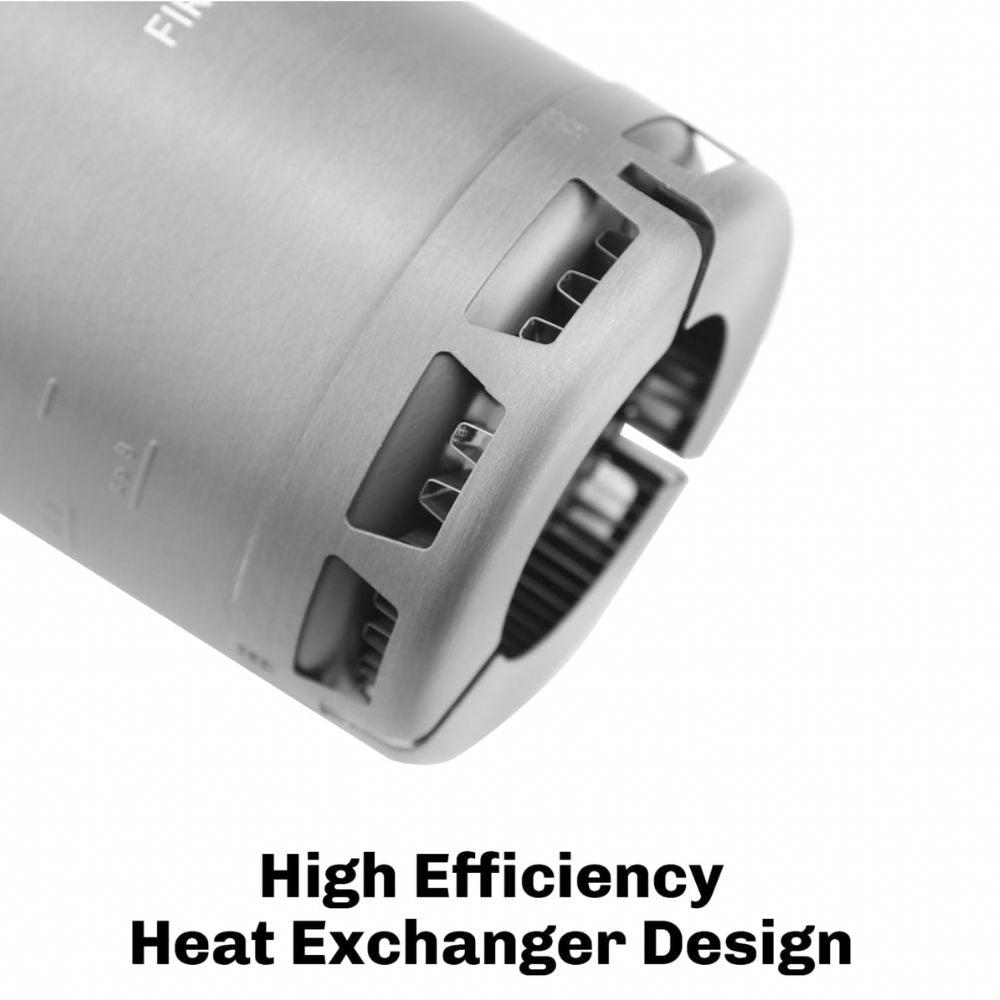 Firemaple Petrel Ultralight Cooking System with Hornet II Titanium Stove heat exchanger close up
