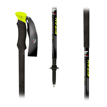 Two ski poles with black and yellow accents on a white background