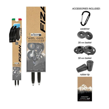 Fizan Compact 4 Trekking Poles (Blue/Pair) accessories included