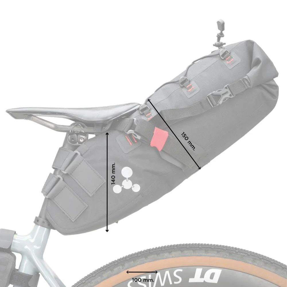 Geosmina Large Seat Bag dimensions on bike