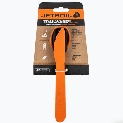Orange camping spatula with Jetboil packaging on a white background