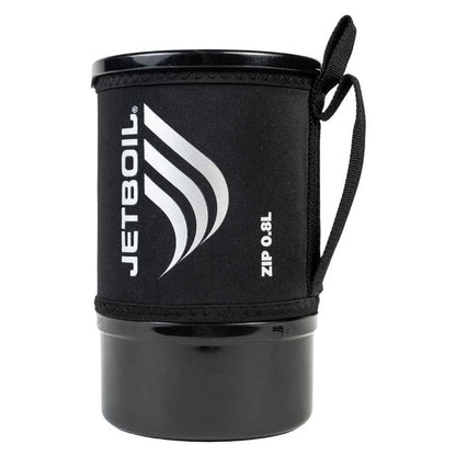 Black Jetboil cooking system with carrying handle on a white background