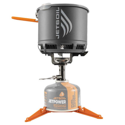Jetboil stove system with fuel canister on a white background
