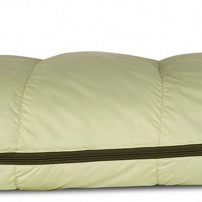 Light green quilt with a zipper on a white background