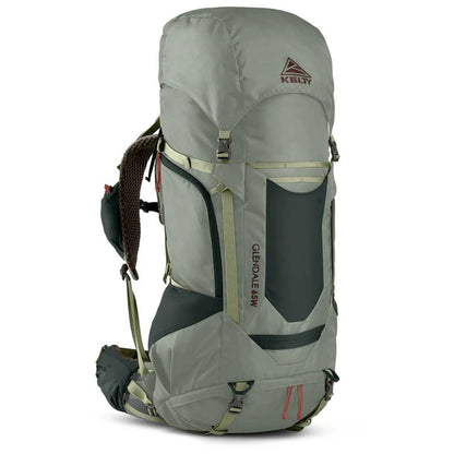 Gray hiking backpack with visible brand logo on a white background