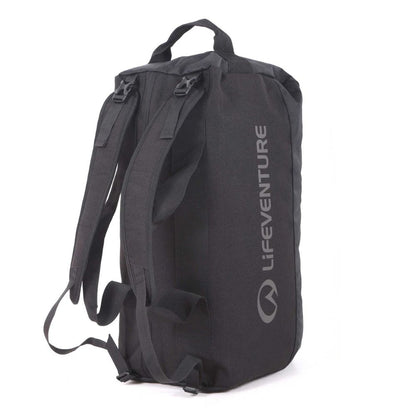 Black backpack with Lifeventure logo on a white background